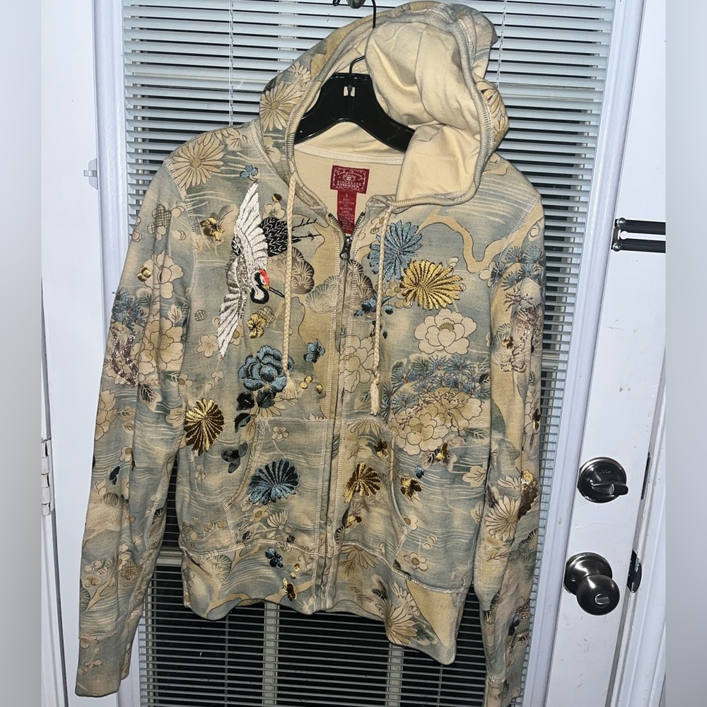 COPY - Lucky Brand Dungarees America Small Asian Style embroidered cotton hoodie